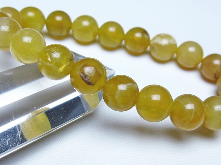 オパール ブレスレット 10mm イエローオパール コモンオパール 一点物 メール便可 [M便 1/10] 111-48678