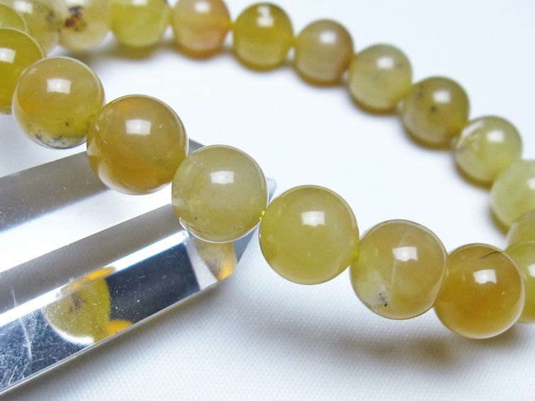 オパール ブレスレット 10mm イエローオパール コモンオパール 一点物 メール便可 [M便 1/10] 111-48679
