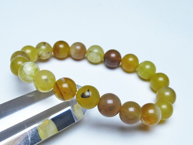 オパール ブレスレット 10mm イエローオパール コモンオパール 一点物 メール便可 [M便 1/10] 111-48680