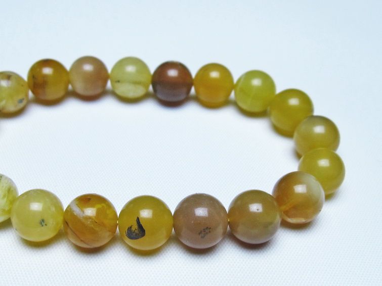 オパール ブレスレット 10mm イエローオパール コモンオパール 一点物 メール便可 [M便 1/10] 111-48680