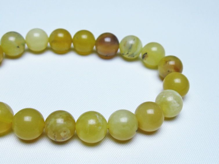 オパール ブレスレット 10mm イエローオパール コモンオパール 一点物 メール便可 [M便 1/10] 111-48681