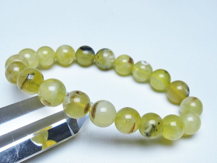 オパール ブレスレット 10mm イエローオパール コモンオパール 一点物 メール便可 [M便 1/10] 111-48683