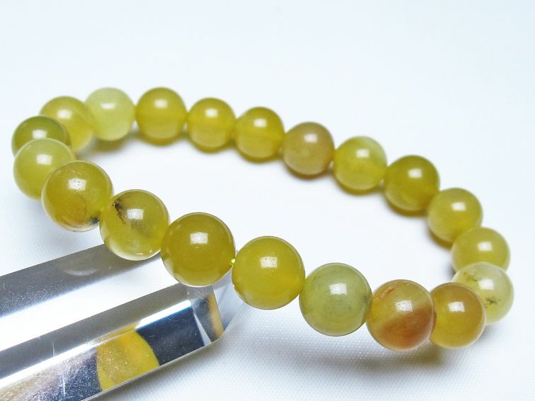 オパール ブレスレット 10mm イエローオパール コモンオパール 一点物 メール便可 [M便 1/10] 111-48686