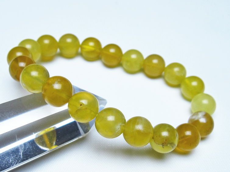 オパール ブレスレット 10mm イエローオパール コモンオパール 一点物 メール便可 [M便 1/10] 111-48691