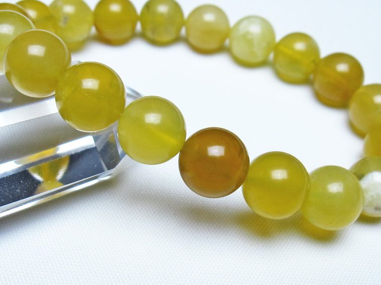 オパール ブレスレット 10mm イエローオパール コモンオパール 一点物 メール便可 [M便 1/10] 111-48694
