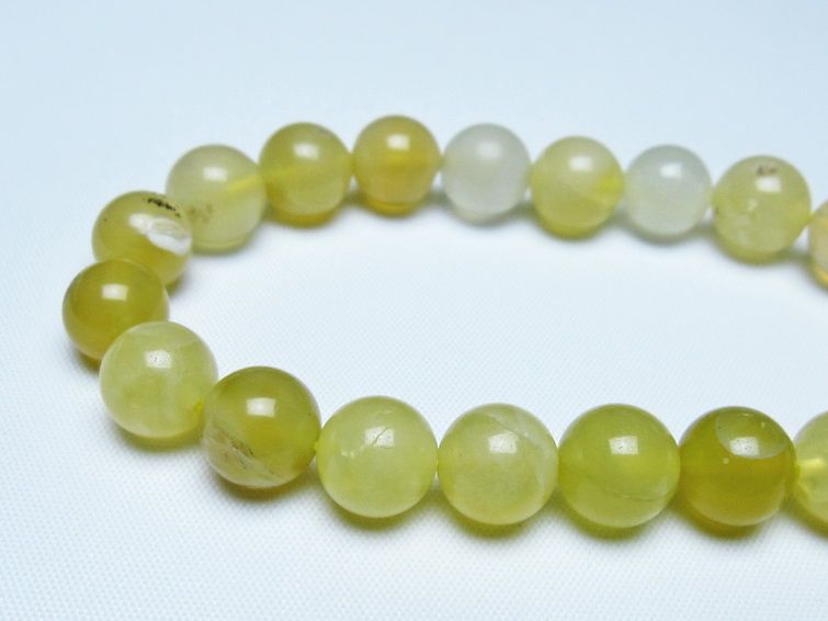 オパール ブレスレット 10mm イエローオパール コモンオパール 一点物 メール便可 [M便 1/10] 111-48695