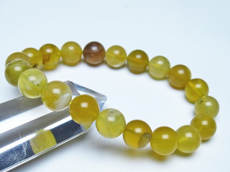 オパール ブレスレット 10mm イエローオパール コモンオパール 一点物 メール便可 [M便 1/10] 111-48696