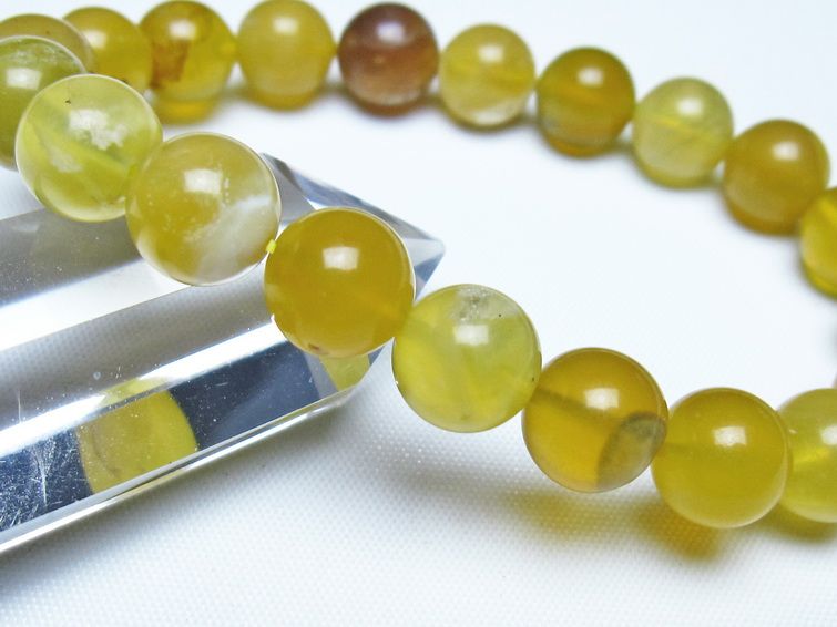 オパール ブレスレット 10mm イエローオパール コモンオパール 一点物 メール便可 [M便 1/10] 111-48696