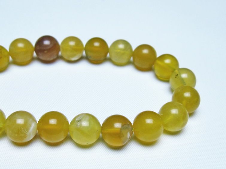 オパール ブレスレット 10mm イエローオパール コモンオパール 一点物 メール便可 [M便 1/10] 111-48696