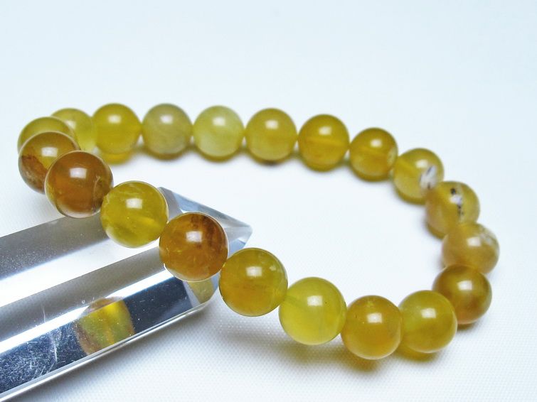 オパール ブレスレット 10mm イエローオパール コモンオパール 一点物 メール便可 [M便 1/10] 111-48697