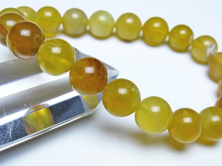 オパール ブレスレット 10mm イエローオパール コモンオパール 一点物 メール便可 [M便 1/10] 111-48697