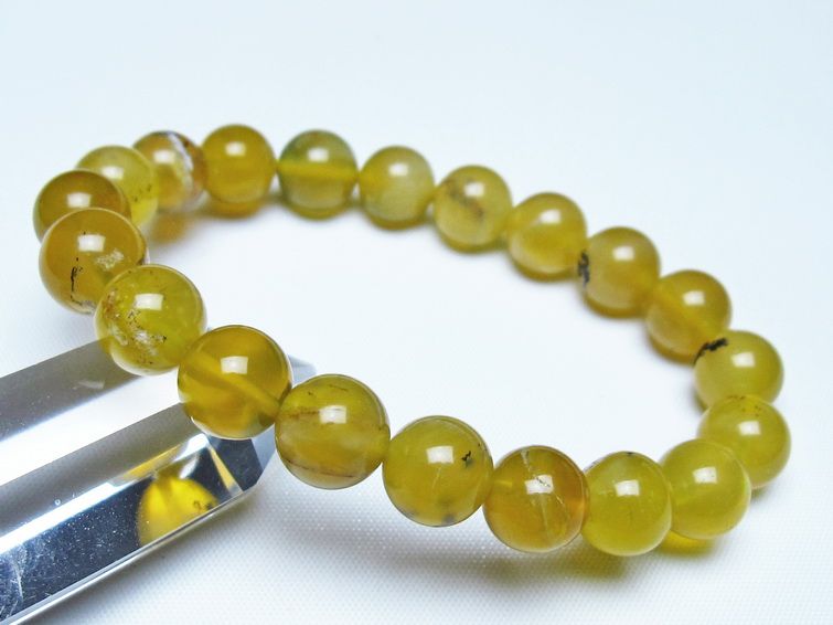 オパール ブレスレット 10mm イエローオパール コモンオパール 一点物 メール便可 [M便 1/10] 111-48698