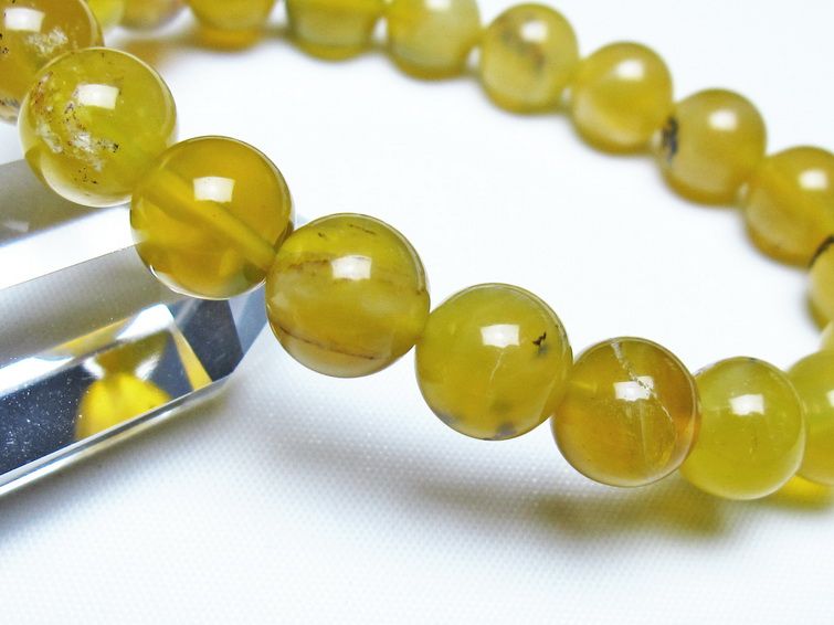 オパール ブレスレット 10mm イエローオパール コモンオパール 一点物 メール便可 [M便 1/10] 111-48698