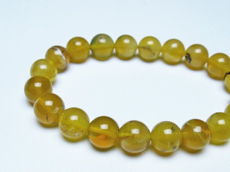 オパール ブレスレット 10mm イエローオパール コモンオパール 一点物 メール便可 [M便 1/10] 111-48698