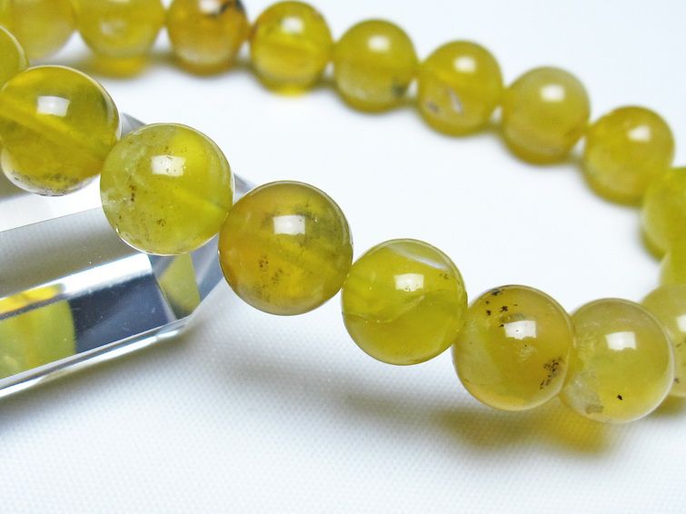 オパール ブレスレット 10mm イエローオパール コモンオパール 一点物 メール便可 [M便 1/10] 111-48699