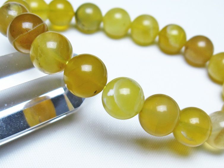 オパール ブレスレット 10mm イエローオパール コモンオパール 一点物 メール便可 [M便 1/10] 111-48700