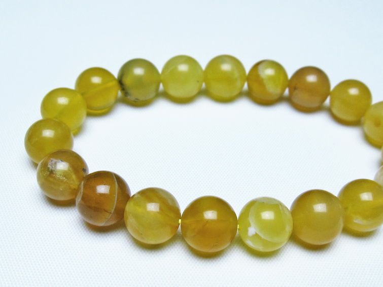 オパール ブレスレット 10mm イエローオパール コモンオパール 一点物 メール便可 [M便 1/10] 111-48700