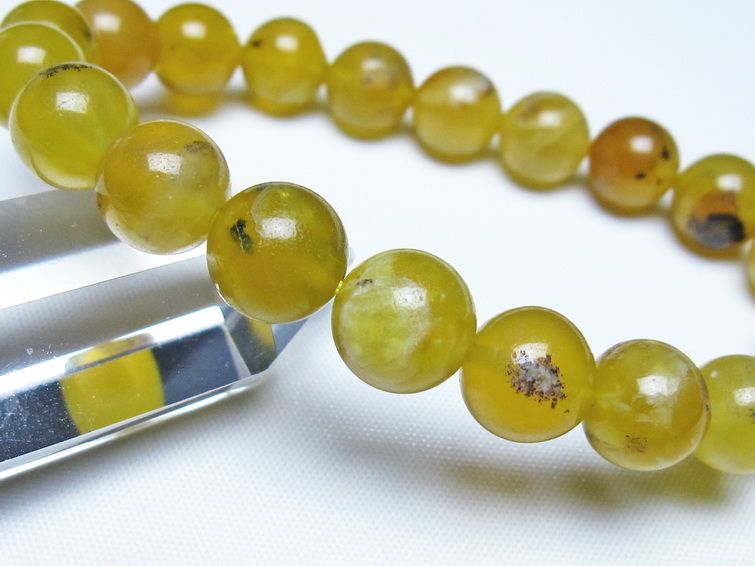 オパール ブレスレット 10mm イエローオパール コモンオパール 一点物 メール便可 [M便 1/10] 111-48703