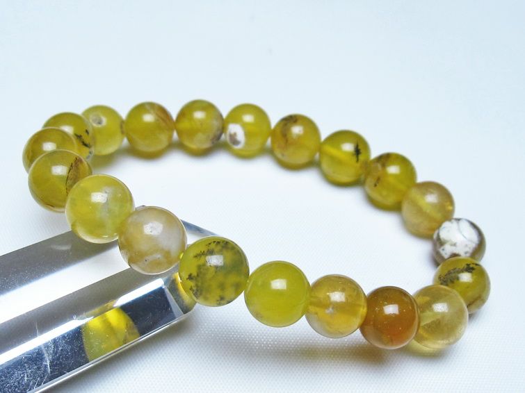 オパール ブレスレット 10mm イエローオパール コモンオパール 一点物 メール便可 [M便 1/10] 111-48710