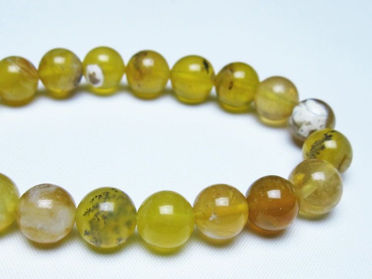 オパール ブレスレット 10mm イエローオパール コモンオパール 一点物 メール便可 [M便 1/10] 111-48710