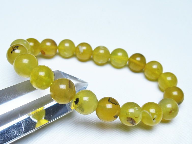 オパール ブレスレット 10mm イエローオパール コモンオパール 一点物 メール便可 [M便 1/10] 111-48713