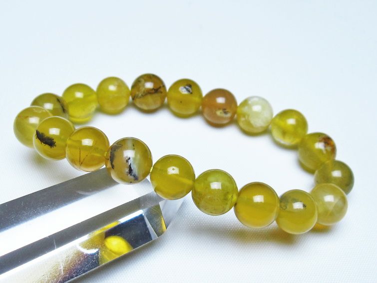 オパール ブレスレット 10mm イエローオパール コモンオパール 一点物 メール便可 [M便 1/10] 111-48715