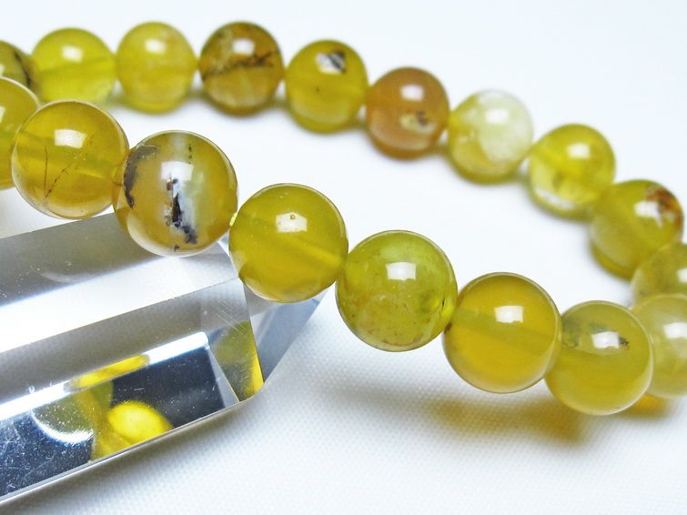 オパール ブレスレット 10mm イエローオパール コモンオパール 一点物 メール便可 [M便 1/10] 111-48715