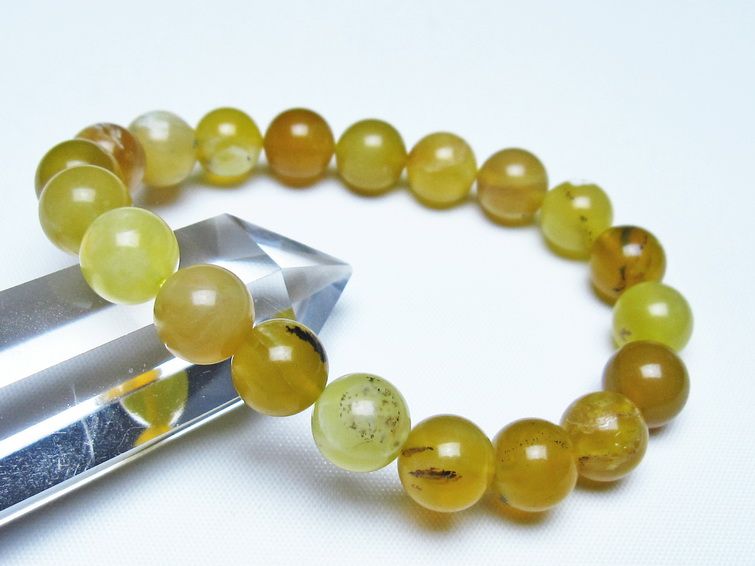 オパール ブレスレット 10mm イエローオパール コモンオパール 一点物 メール便可 [M便 1/10] 111-48716