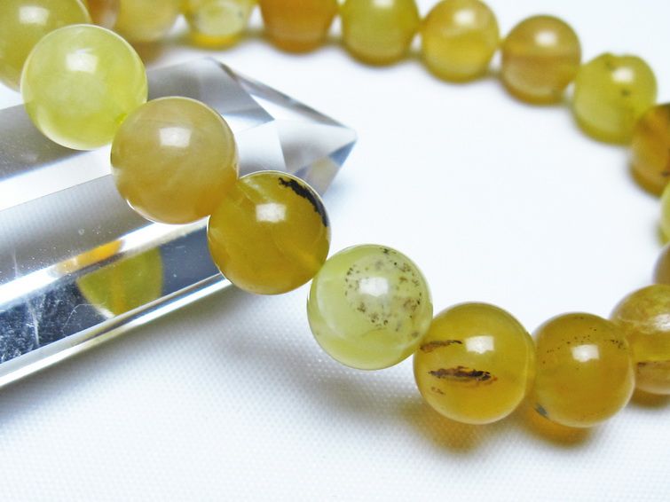 オパール ブレスレット 10mm イエローオパール コモンオパール 一点物 メール便可 [M便 1/10] 111-48716