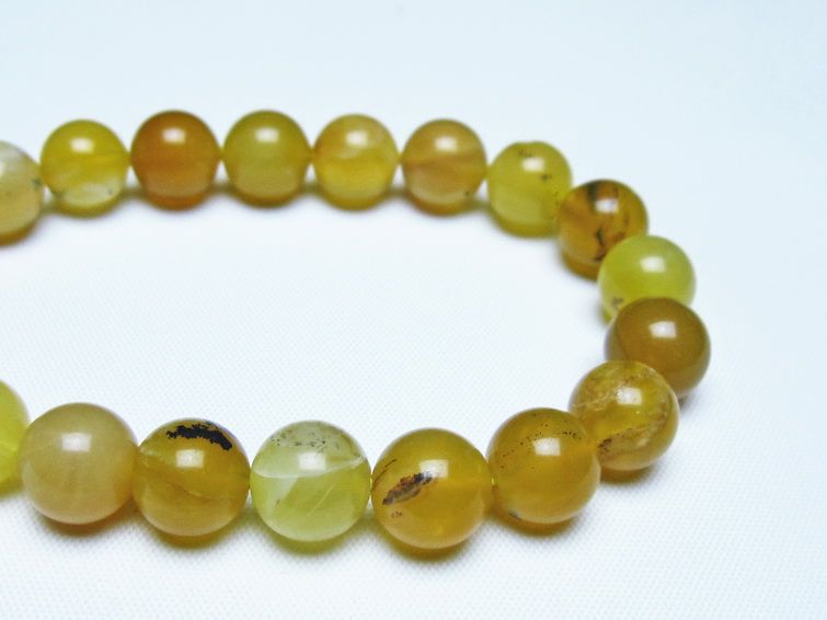 オパール ブレスレット 10mm イエローオパール コモンオパール 一点物 メール便可 [M便 1/10] 111-48716