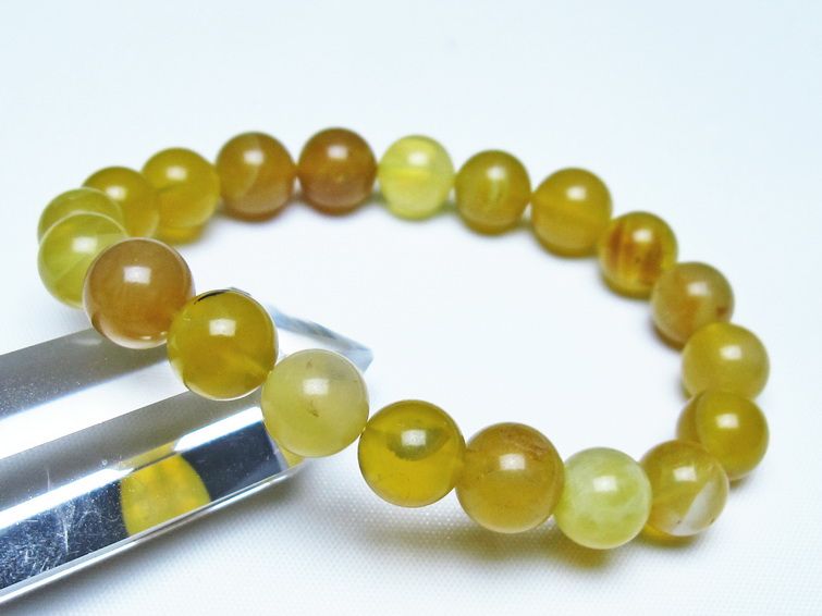オパール ブレスレット 10mm イエローオパール コモンオパール 一点物 メール便可 [M便 1/10] 111-48717