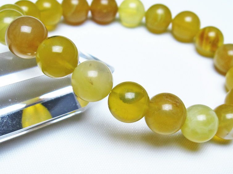 オパール ブレスレット 10mm イエローオパール コモンオパール 一点物 メール便可 [M便 1/10] 111-48717