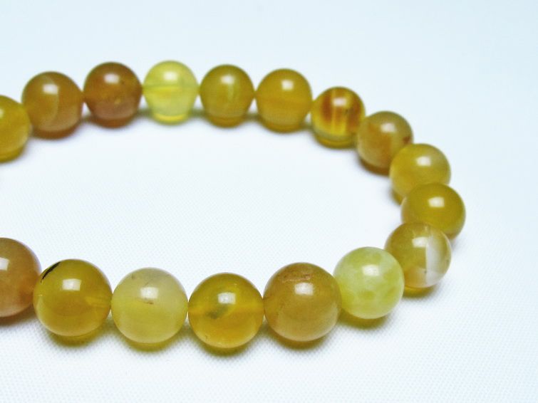 オパール ブレスレット 10mm イエローオパール コモンオパール 一点物 メール便可 [M便 1/10] 111-48717