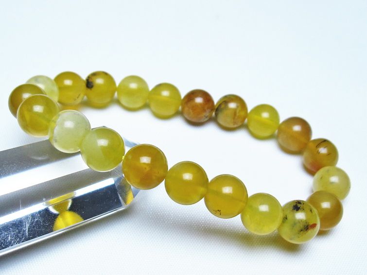 オパール ブレスレット 9mm イエローオパール コモンオパール 一点物 メール便可 [M便 1/10] 111-48718