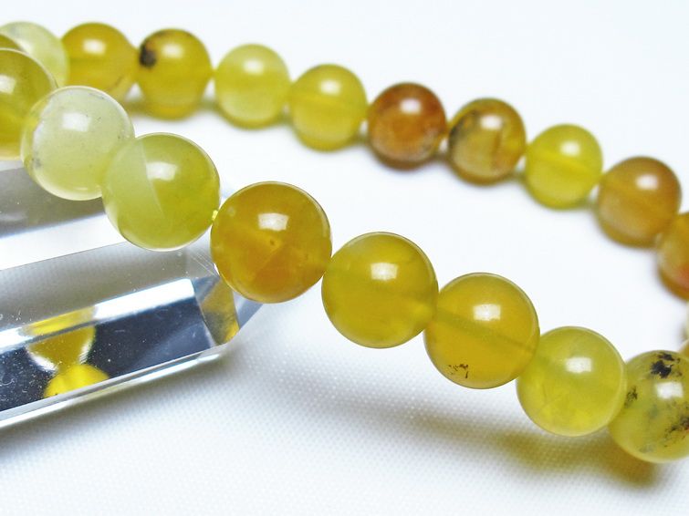 オパール ブレスレット 9mm イエローオパール コモンオパール 一点物 メール便可 [M便 1/10] 111-48718
