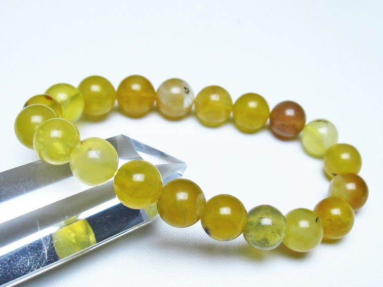 オパール ブレスレット 9mm イエローオパール コモンオパール 一点物 メール便可 [M便 1/10] 111-48719