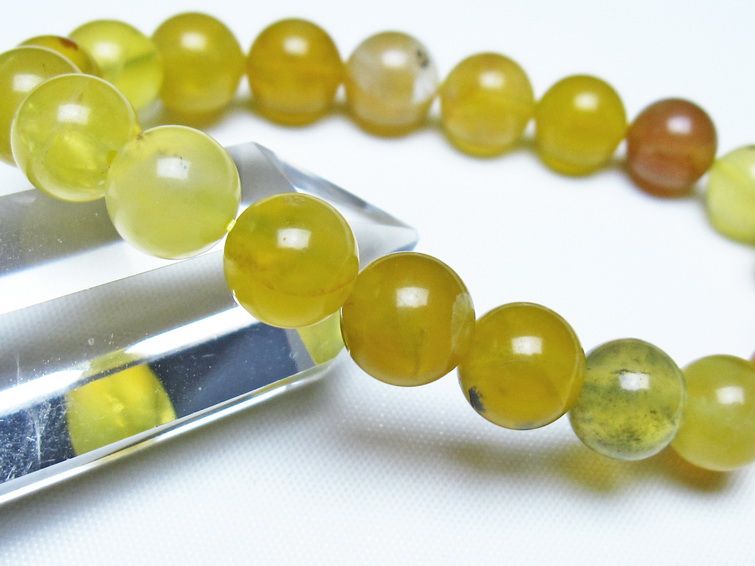 オパール ブレスレット 9mm イエローオパール コモンオパール 一点物 メール便可 [M便 1/10] 111-48719