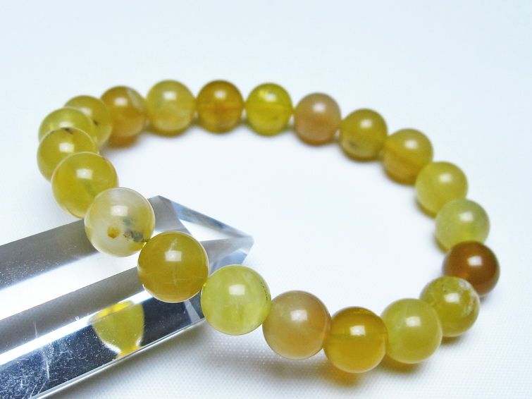 オパール ブレスレット 9mm イエローオパール コモンオパール 一点物 メール便可 [M便 1/10] 111-48721