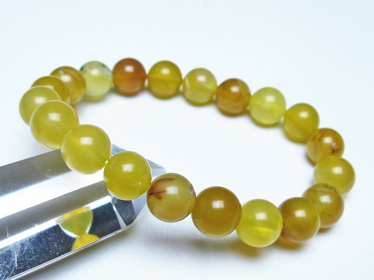 オパール ブレスレット 9mm イエローオパール コモンオパール 一点物 メール便可 [M便 1/10] 111-48724