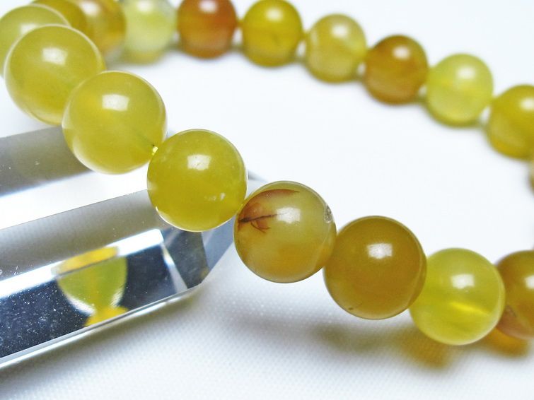 オパール ブレスレット 9mm イエローオパール コモンオパール 一点物 メール便可 [M便 1/10] 111-48724
