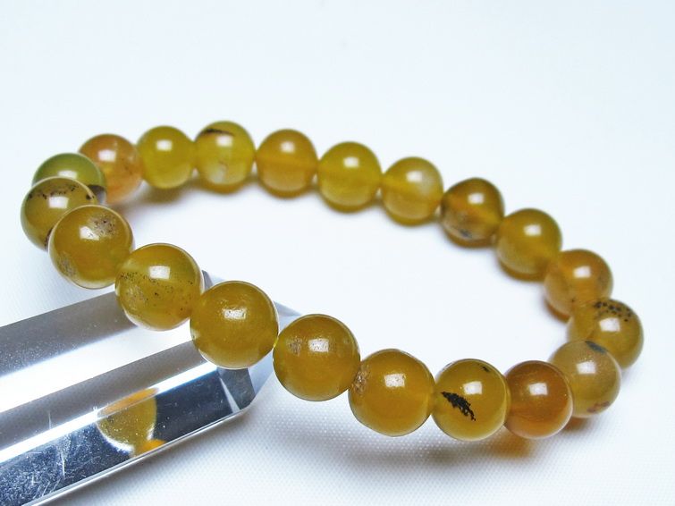 オパール ブレスレット 10mm イエローオパール コモンオパール 一点物 メール便可 [M便 1/10] 111-48726