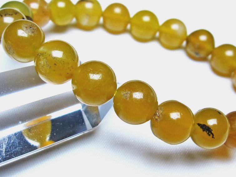 オパール ブレスレット 10mm イエローオパール コモンオパール 一点物 メール便可 [M便 1/10] 111-48726