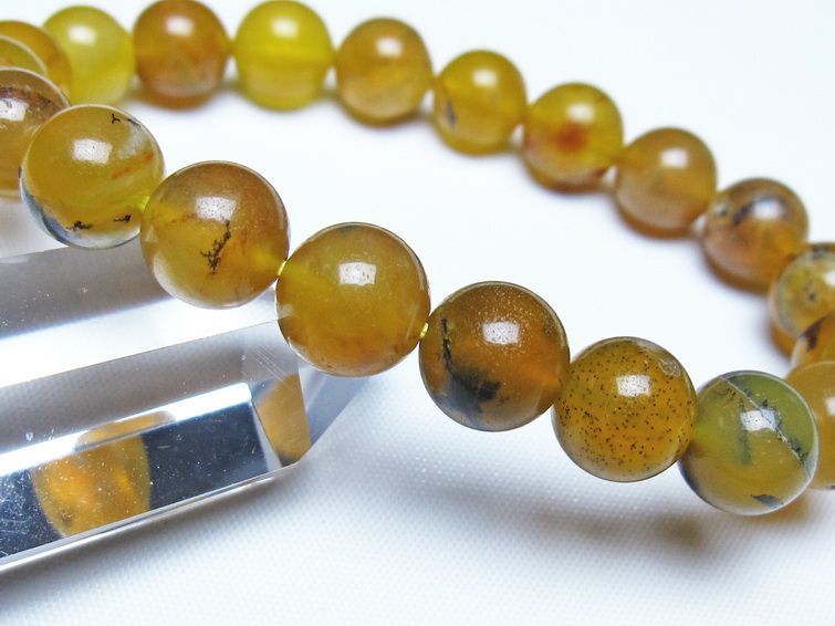 オパール ブレスレット 10mm イエローオパール コモンオパール 一点物 メール便可 [M便 1/10] 111-48727