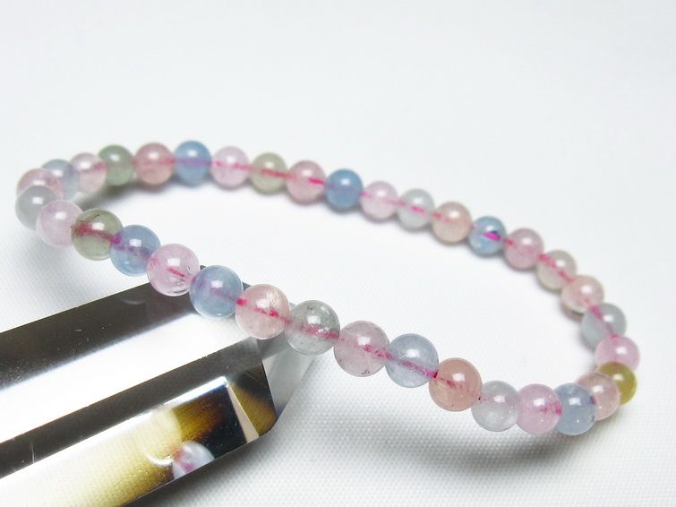 ミックスカラーベリル ブレスレット 5mm 一点物 メール便可 [M便 1/10] 111-48781 【sold out】