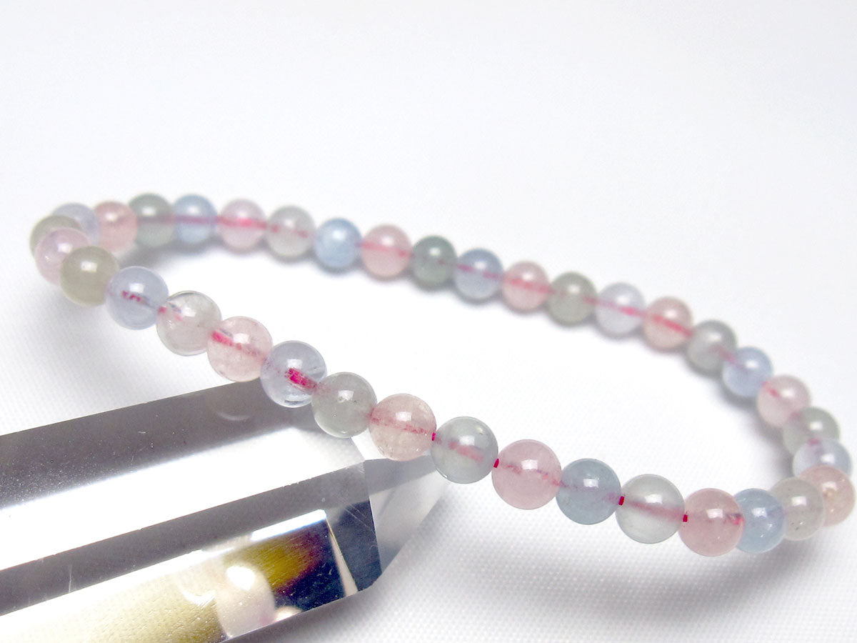 ミックスカラーベリル ブレスレット 5mm 一点物 メール便可 [M便 1/10] 111-48798