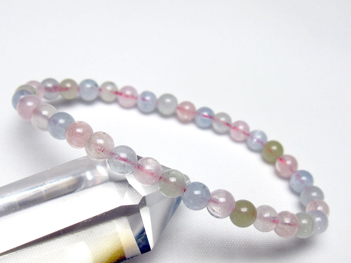 ミックスカラーベリル ブレスレット 5mm 一点物 メール便可 [M便 1/10] 111-48803