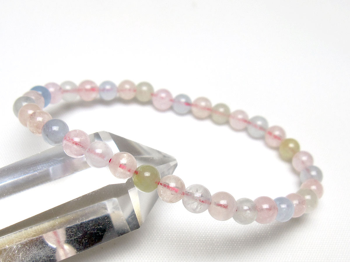 ミックスカラーベリル ブレスレット 5mm 一点物 メール便可 [M便 1/10] 111-48812