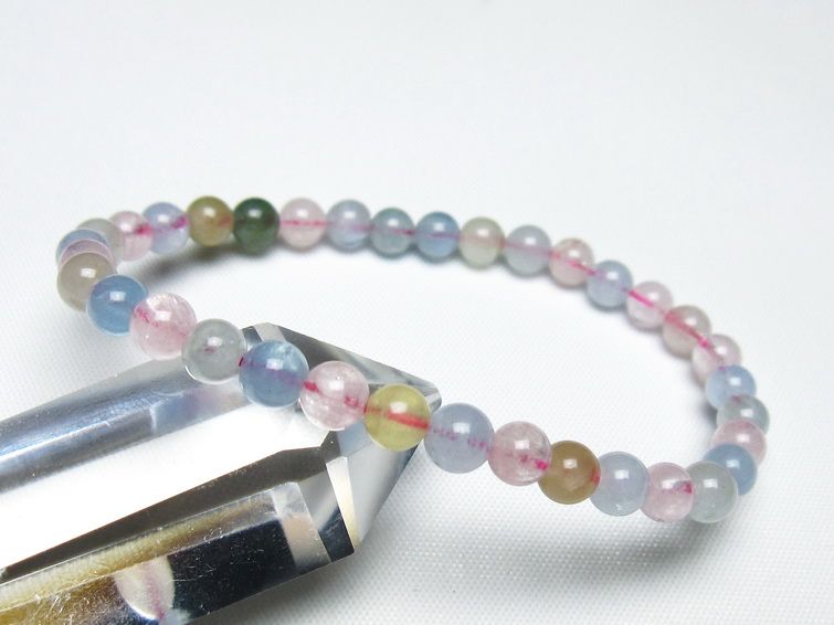 ミックスカラーベリル ブレスレット 5mm 一点物 メール便可 [M便 1/10] 111-48818 [sold out]