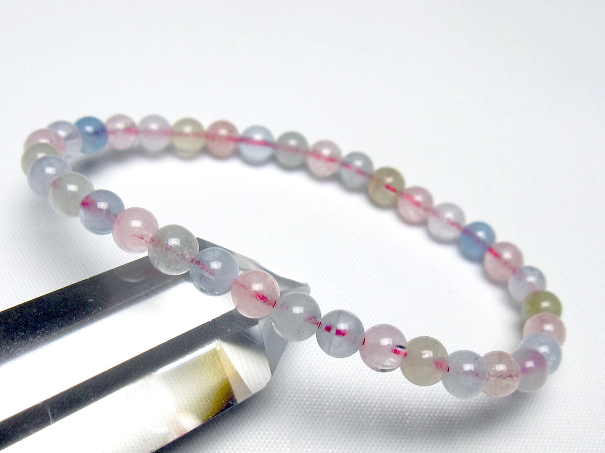 ミックスカラーベリル ブレスレット 5mm 一点物 メール便可 [M便 1/10] 111-48830