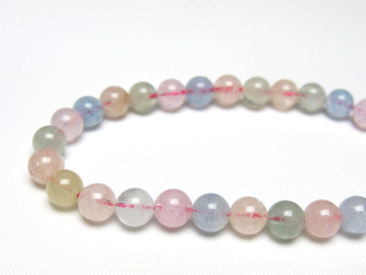 ミックスカラーベリル ブレスレット 6mm 一点物 メール便可 [M便 1/10] 111-48849